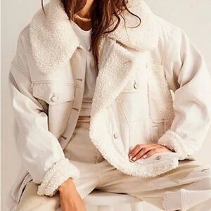 Women's Cream Denim Holly Cozy Sherpa Jacket/Coat